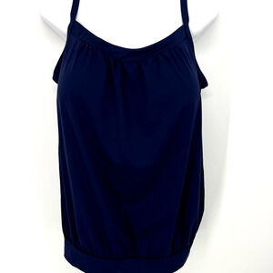 Lands' End Womens Tankini Swim Top Only Size 16 Navy Blue
